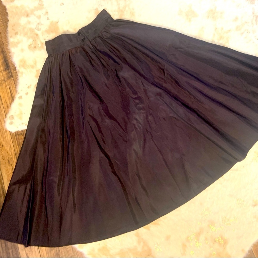 Vintage Gunne Sax Yoke high waist tuxedo fall taffeta midi circle skirt 70s 80s